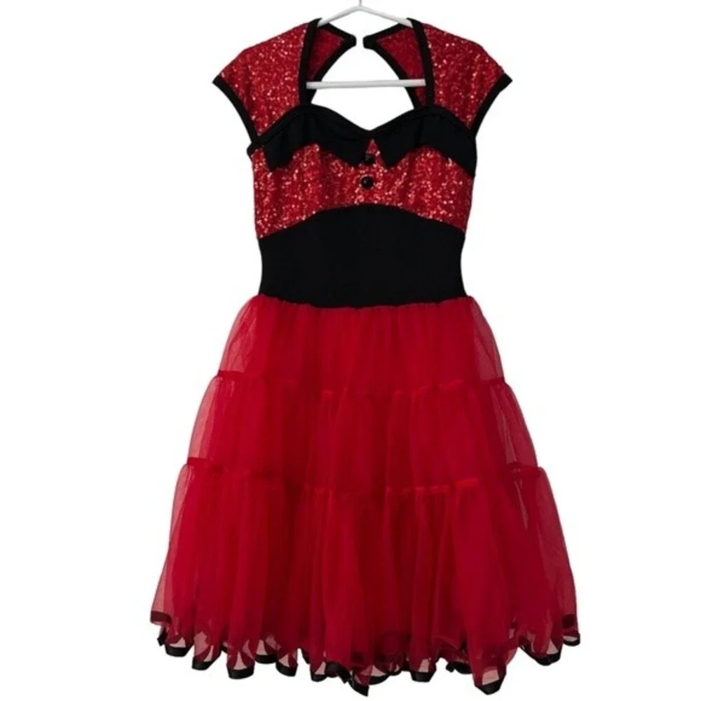 Curtain Call Red Sequin Tap Dance Dress Costume Size CME